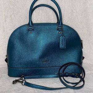 COACH metallic dark teal handbag NWT $400 MSRP